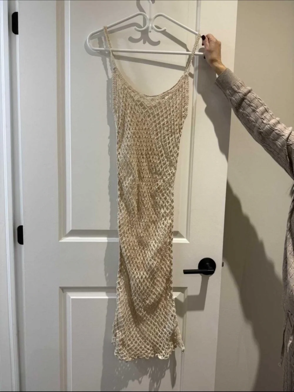 Zara Beige Crochet Slip Dress - Lightweight Summer Beach dress - Picture 1 of 2